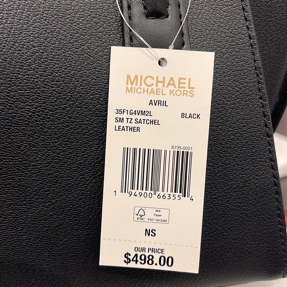 MICHAEL KORS
Avril Small Leather Top-Zip Satchel
COLOR: Black 
NWT - Picture 11 of 16